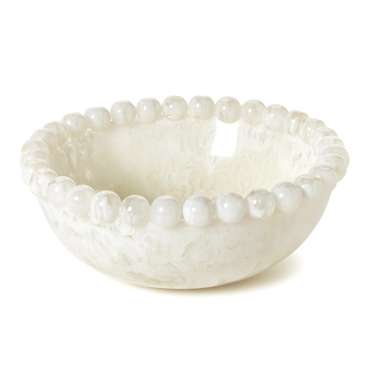 White Beaded Resin Rim Bowl - The Preppy Bunny