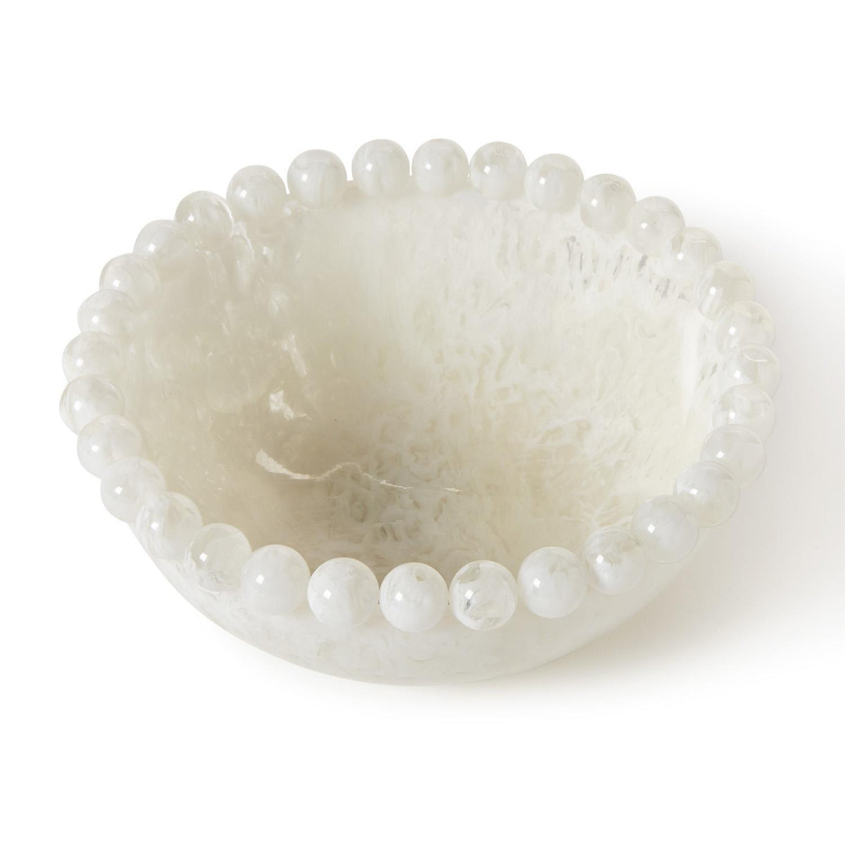 White Beaded Resin Rim Bowl - The Preppy Bunny
