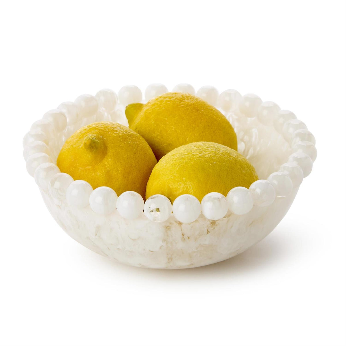 White Beaded Resin Rim Bowl - The Preppy Bunny