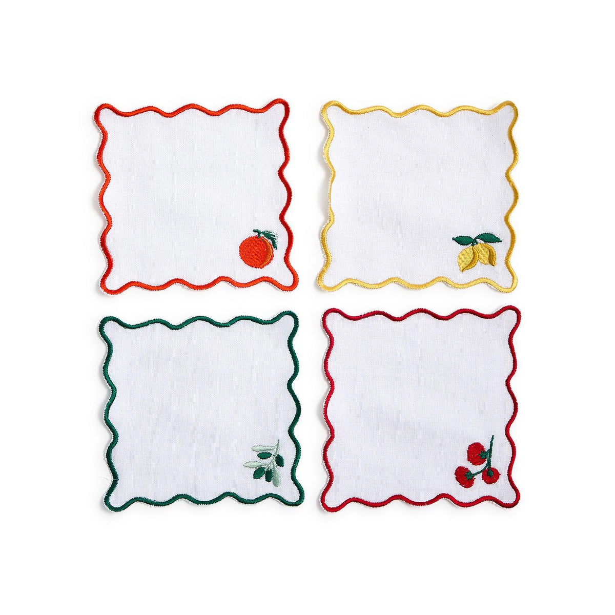 Fruit Cocktail Set of 4 Embroidered Cocktail Napkins - The Preppy Bunny