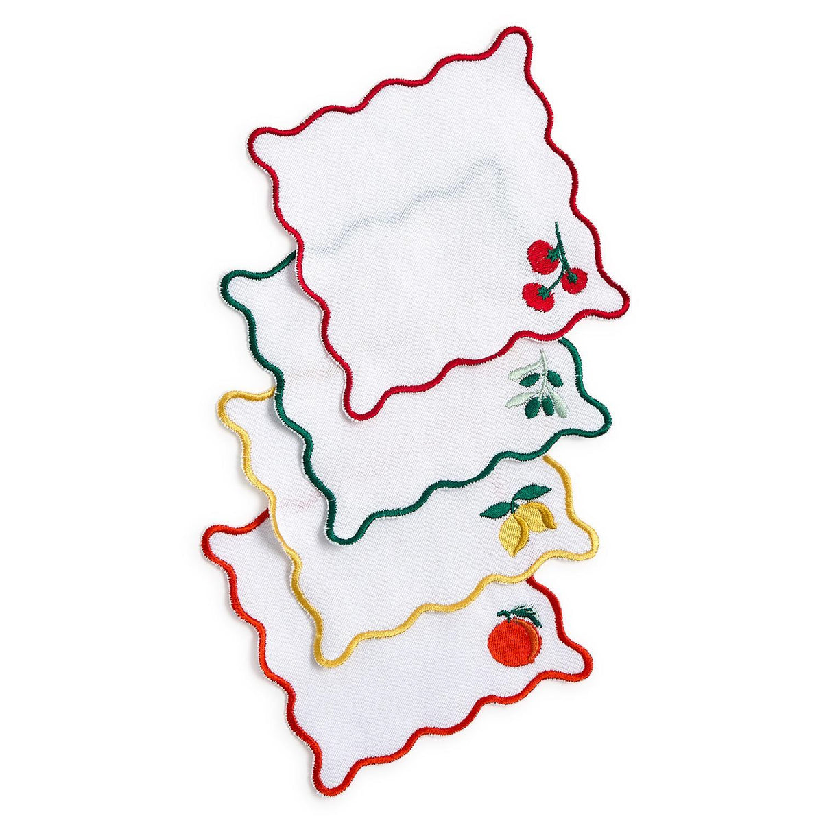Fruit Cocktail Set of 4 Embroidered Cocktail Napkins - The Preppy Bunny