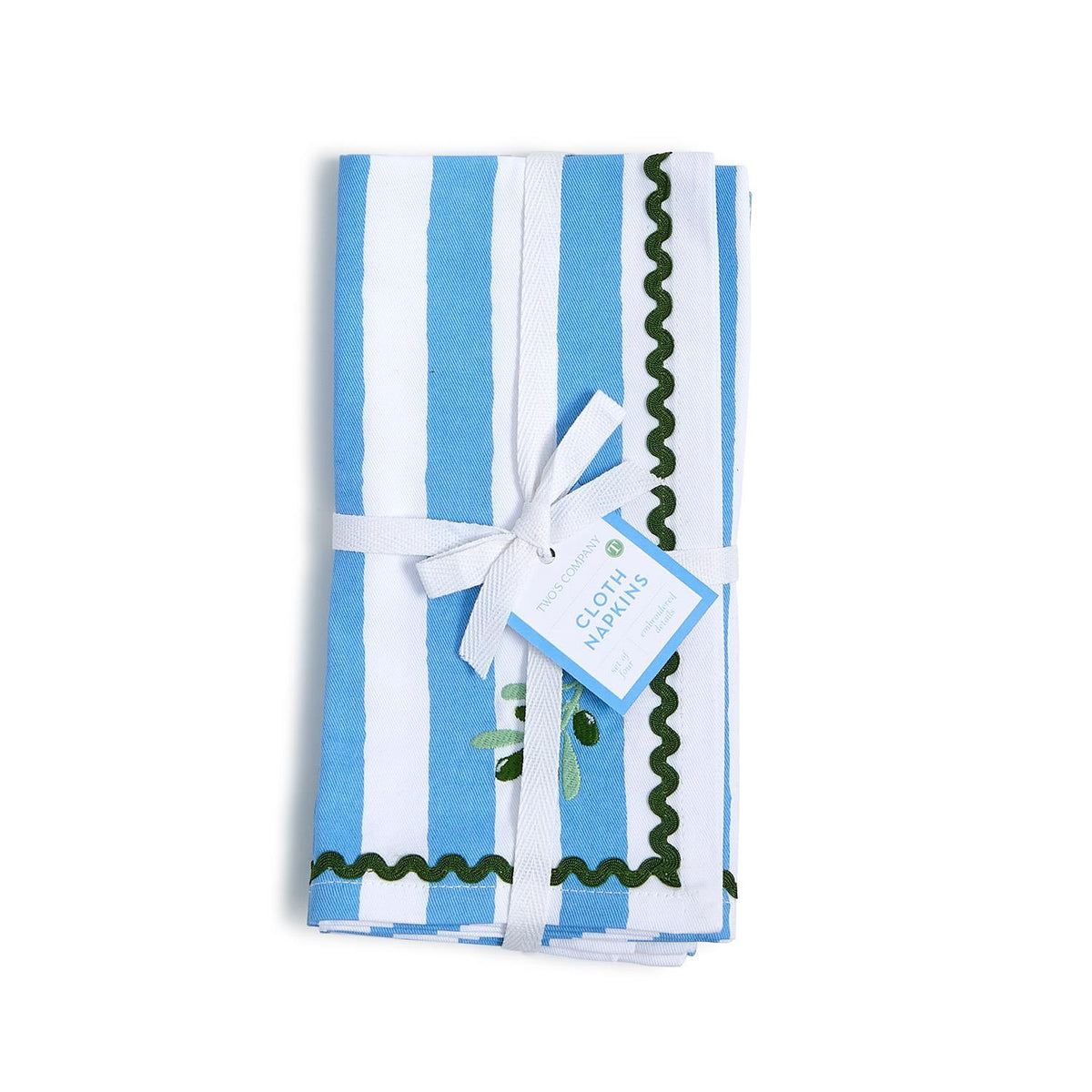 Olive Grove Set of 4 Embroidered Cloth Dinner Napkins - Cotton - The Preppy Bunny