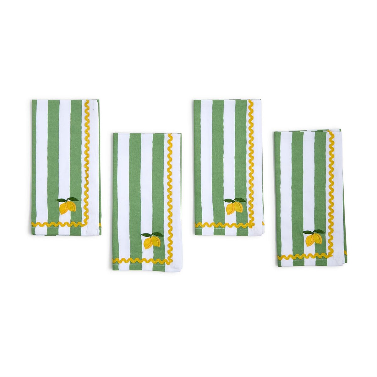 Lemon Grove Set of 4 Embroidered Cloth Dinner Napkins - Cotton - The Preppy Bunny