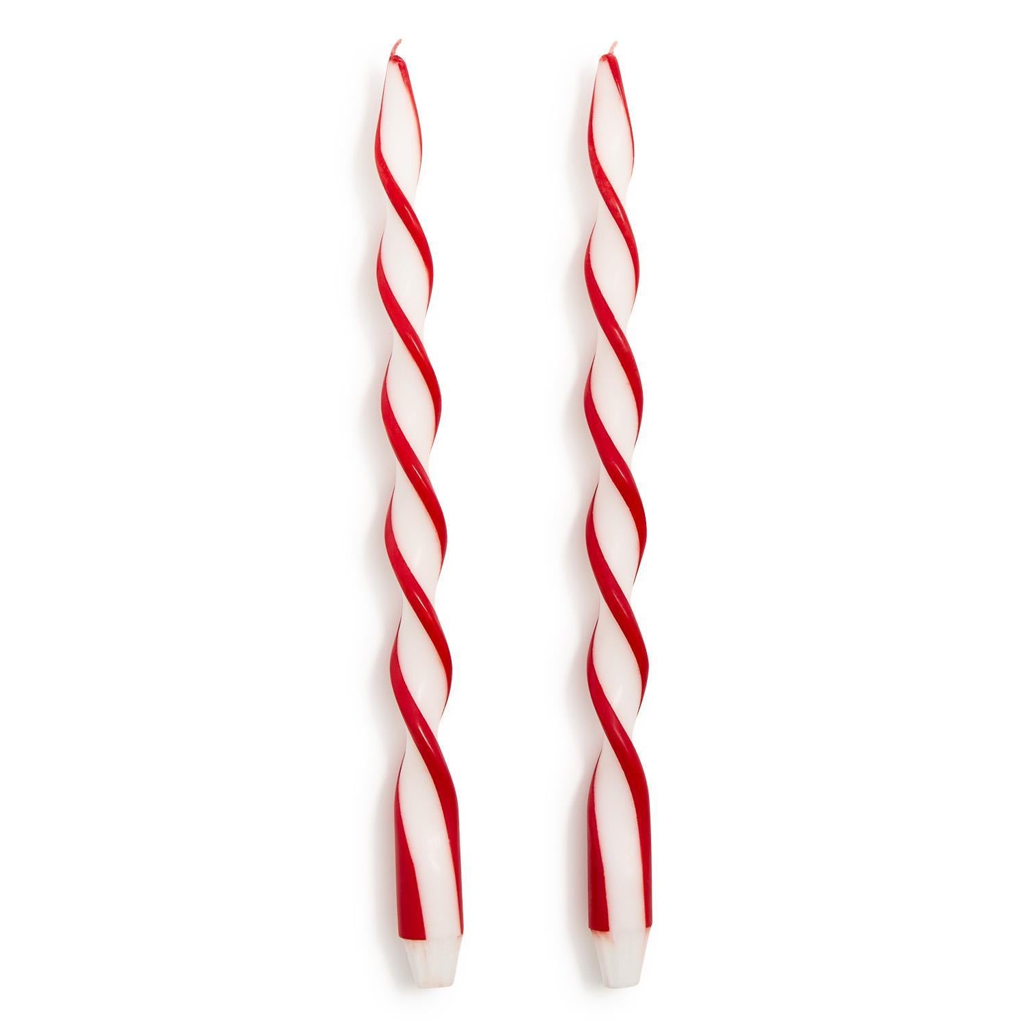 Twist and Glow Set of 2 Red Ribbon 15 3/4" Twist Taper Candles - The Preppy Bunny