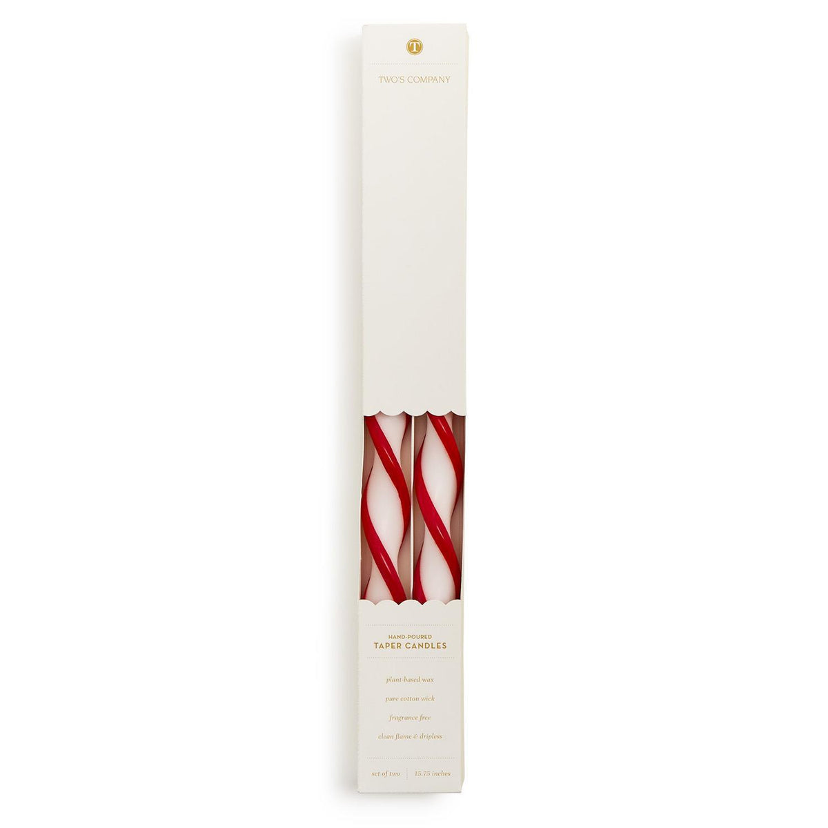 Twist and Glow Set of 2 Red Ribbon 15 3/4" Twist Taper Candles - The Preppy Bunny