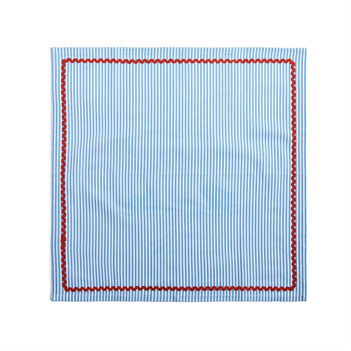Blue Stripe w/Red Ric Rac Trim Cloth Dinner Napkins