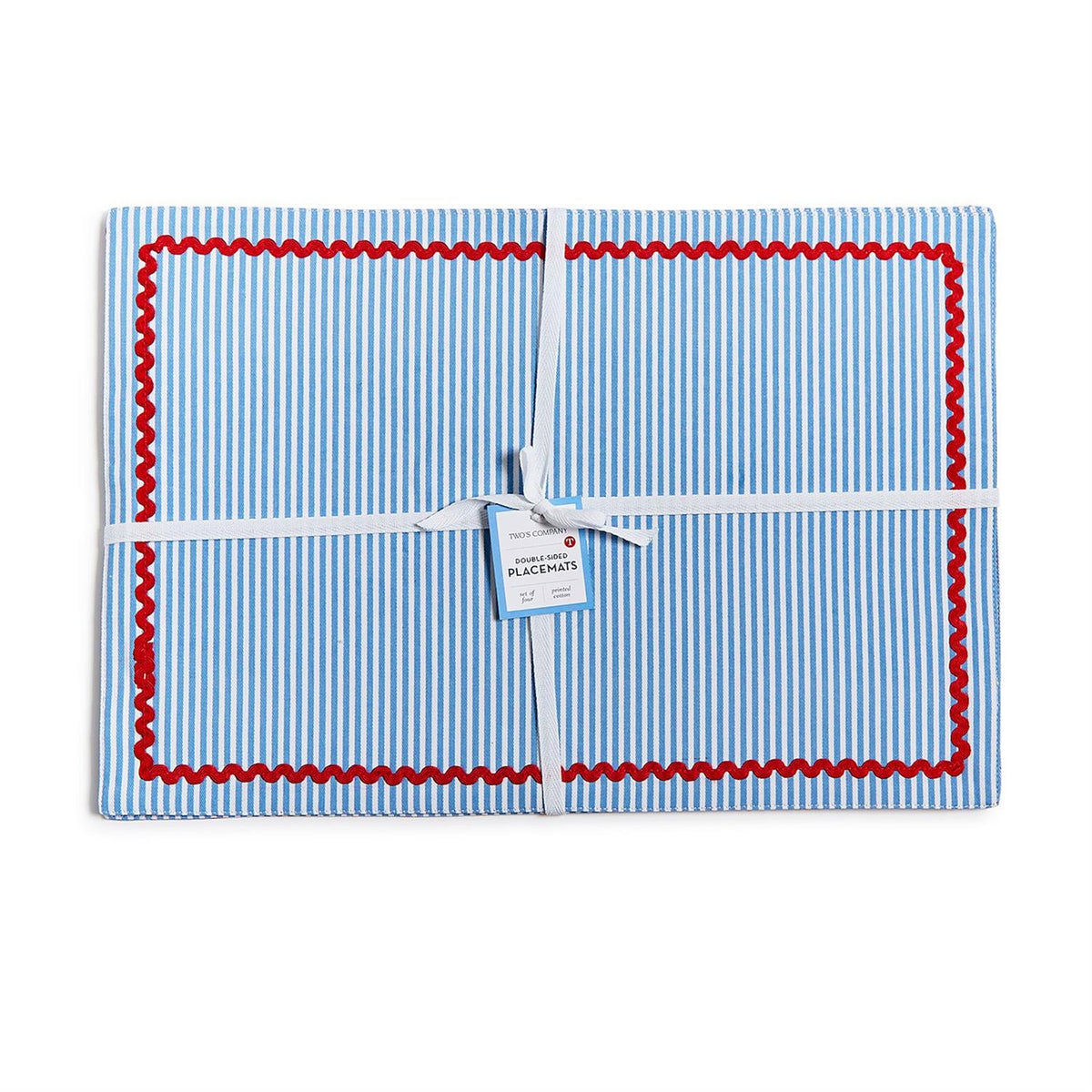 Red, White and Bloom Set of 4 Double-Sided Fabric Placemat
