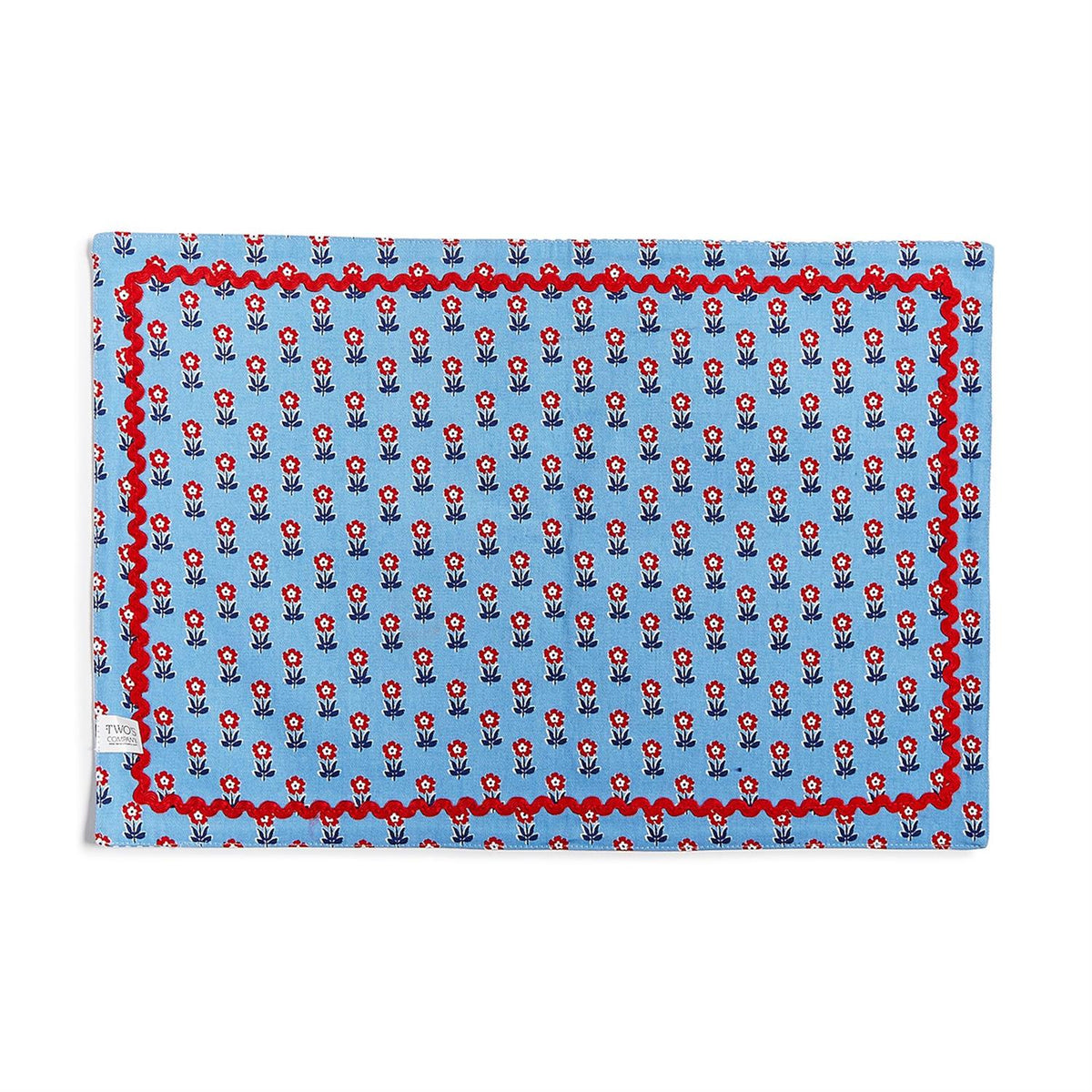 Red, White and Bloom Set of 4 Double-Sided Fabric Placemat