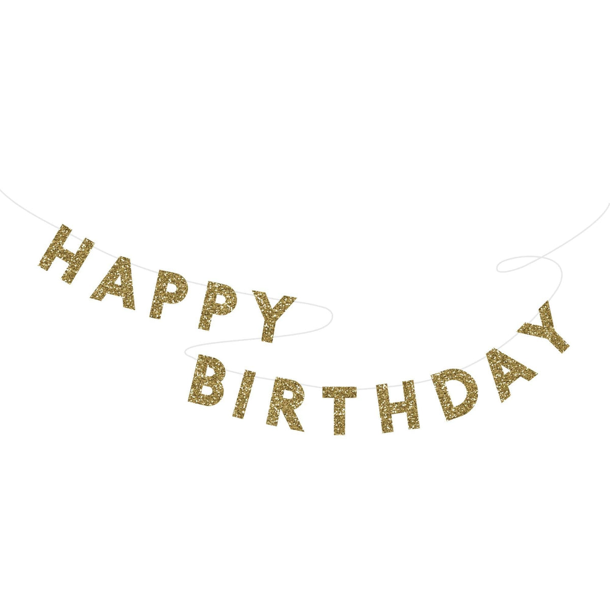 Happy Birthday Banner in Gold Glitter