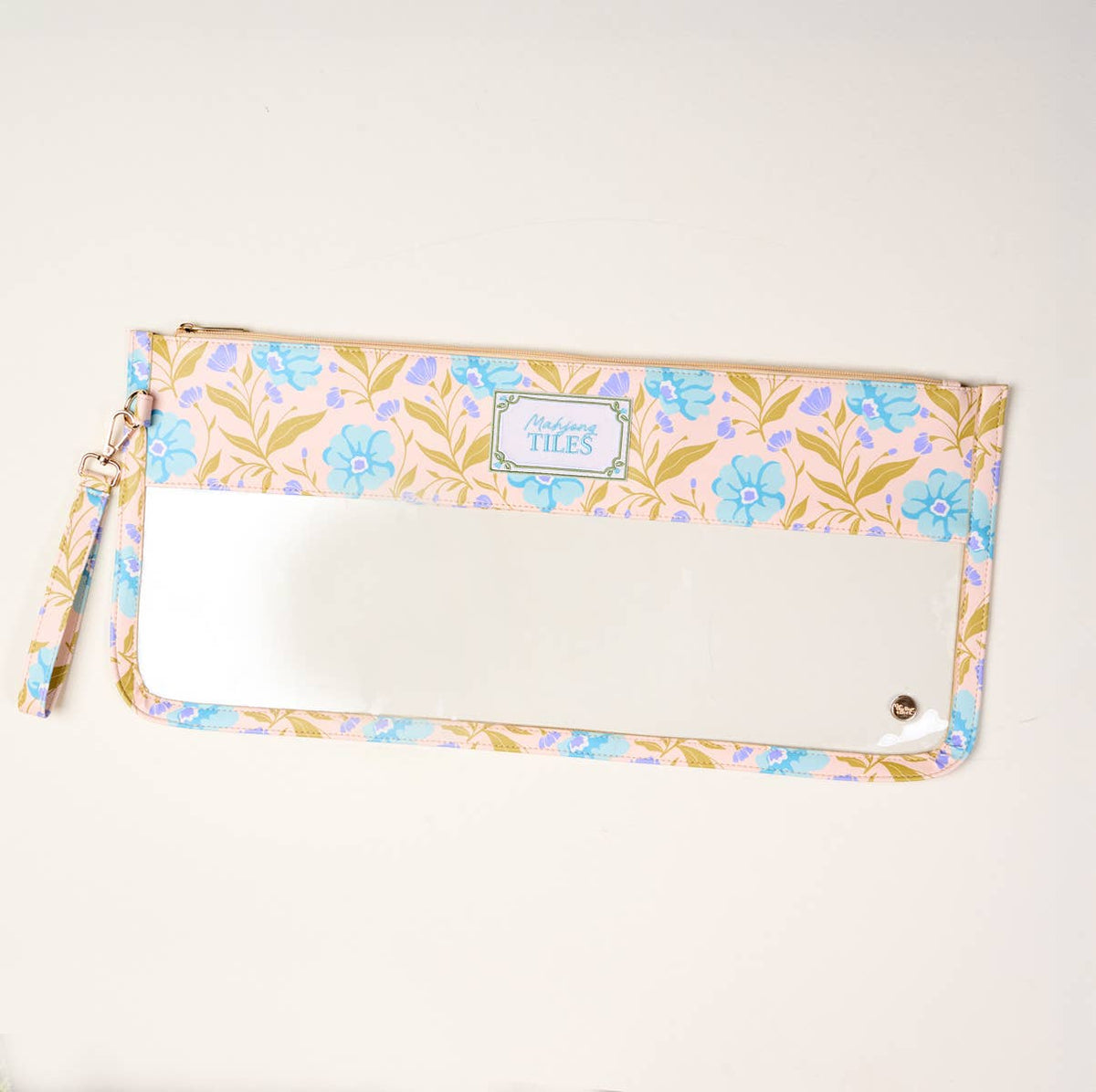 Mahjong Tile Keeper Pouch in Poppin' Petals Aqua Pattern - The Preppy Bunny