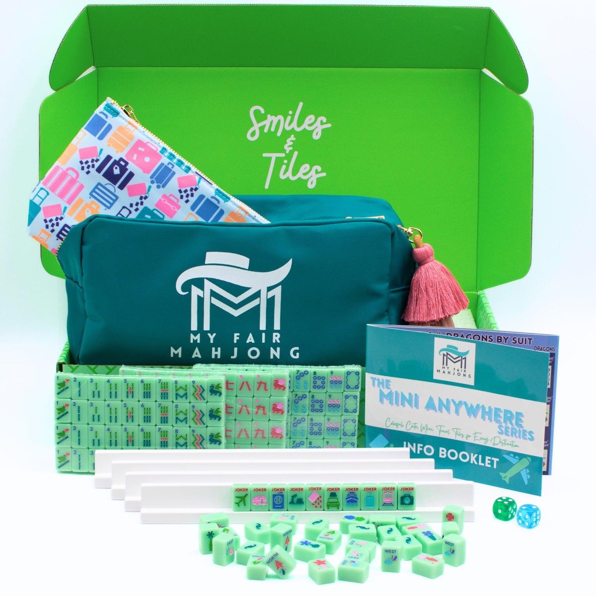 MINI TRAVEL MAHJONG  |  Mini Anywhere Series  |  Green - The Preppy Bunny