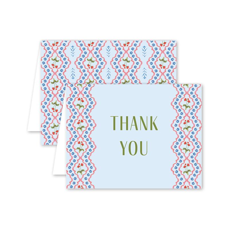 Lamia Damask Blue Thank You - The Preppy Bunny