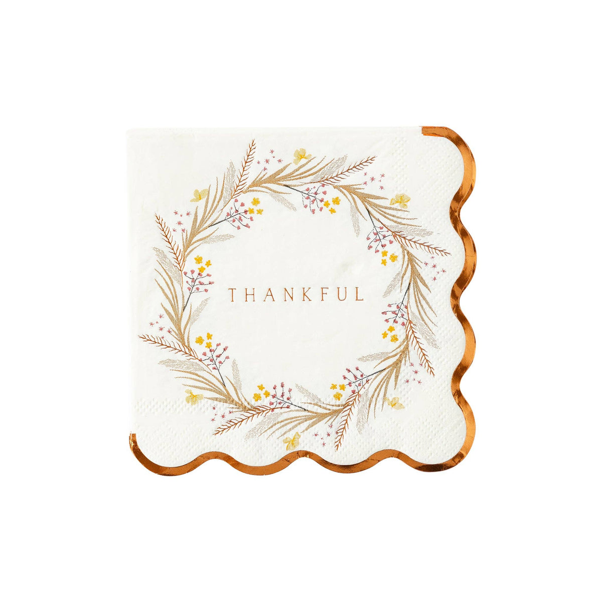 Thankful Wreath Paper Beverage Napkins