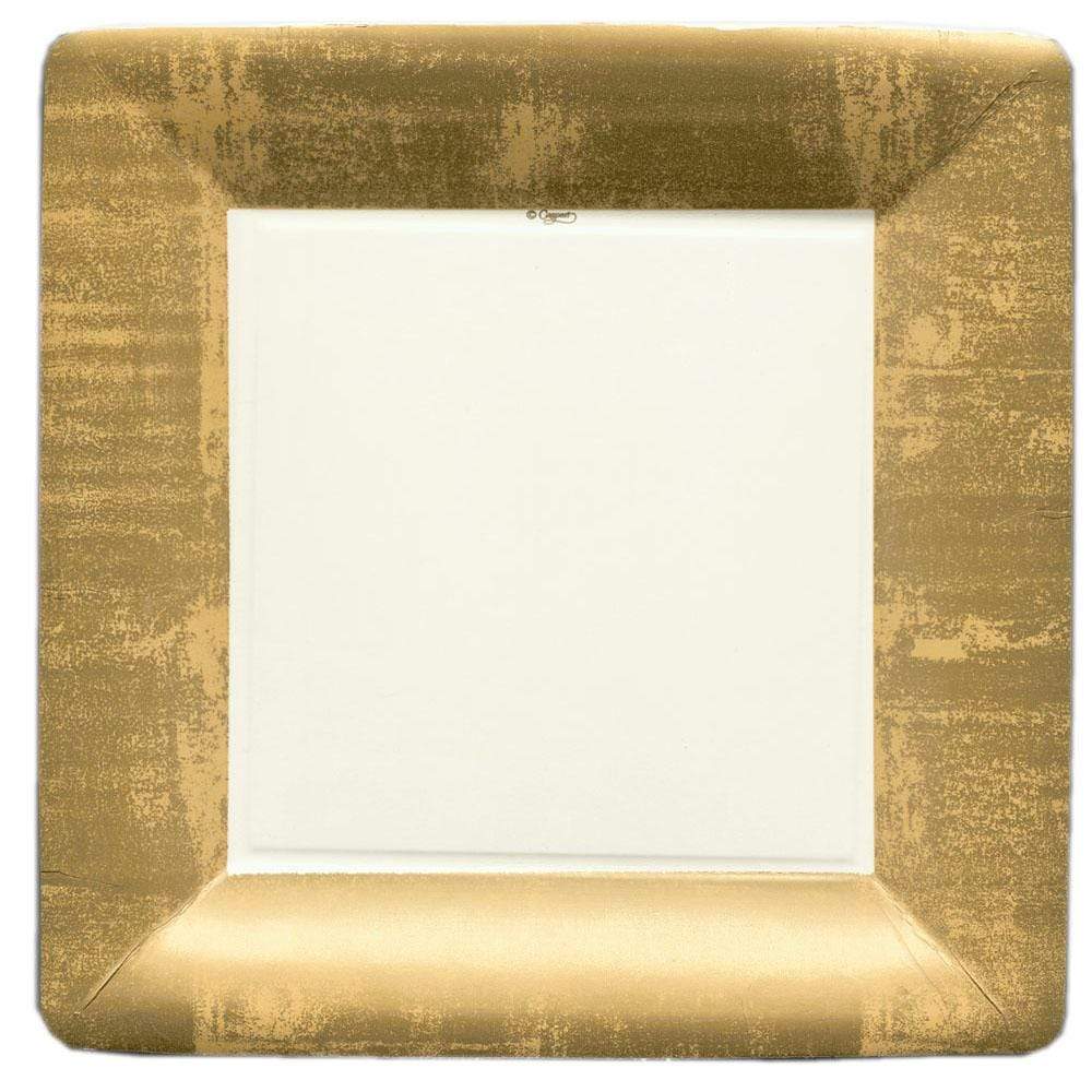 Gold Leaf Square Paper Dinner Plates in Ivory - 8 Per Package - The Preppy Bunny