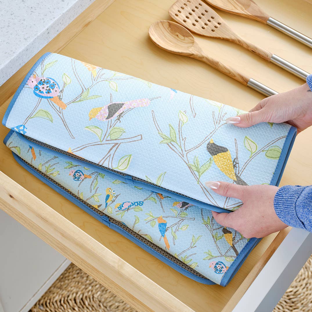 Floral Finch &amp; Friends Dish Drying Mats, Set of 2 - The Preppy Bunny
