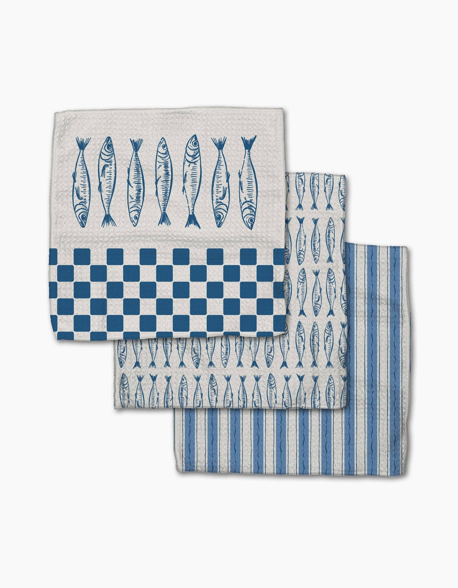 Sardine Check Blue Dishcloth Set by Geometry - The Preppy Bunny