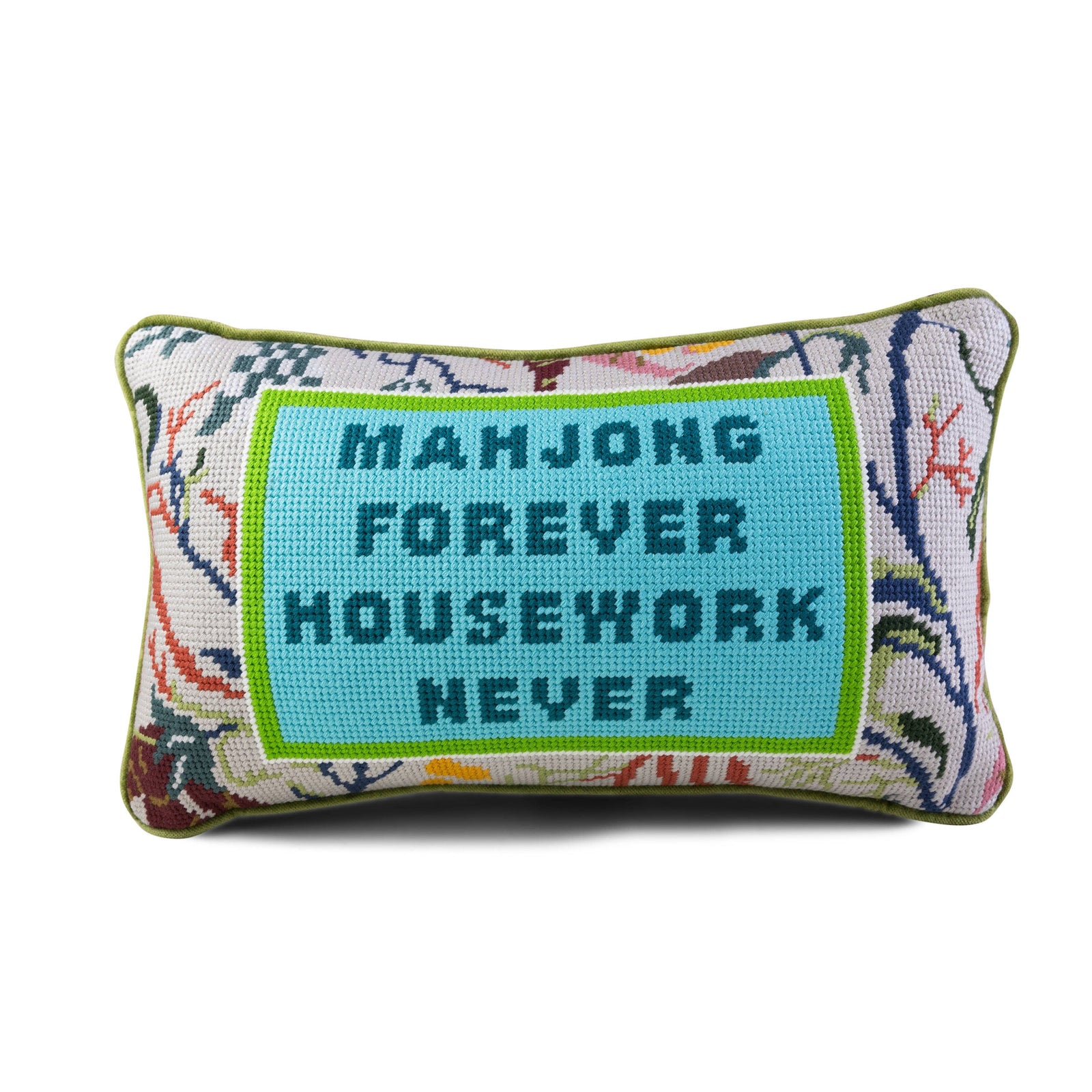 Mahjong Needlepoint Pillow - The Preppy Bunny