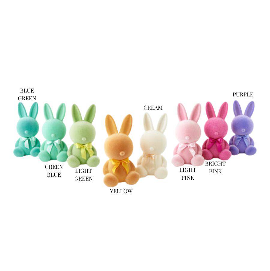 Flocked Sitting Bunny - Large - The Preppy Bunny