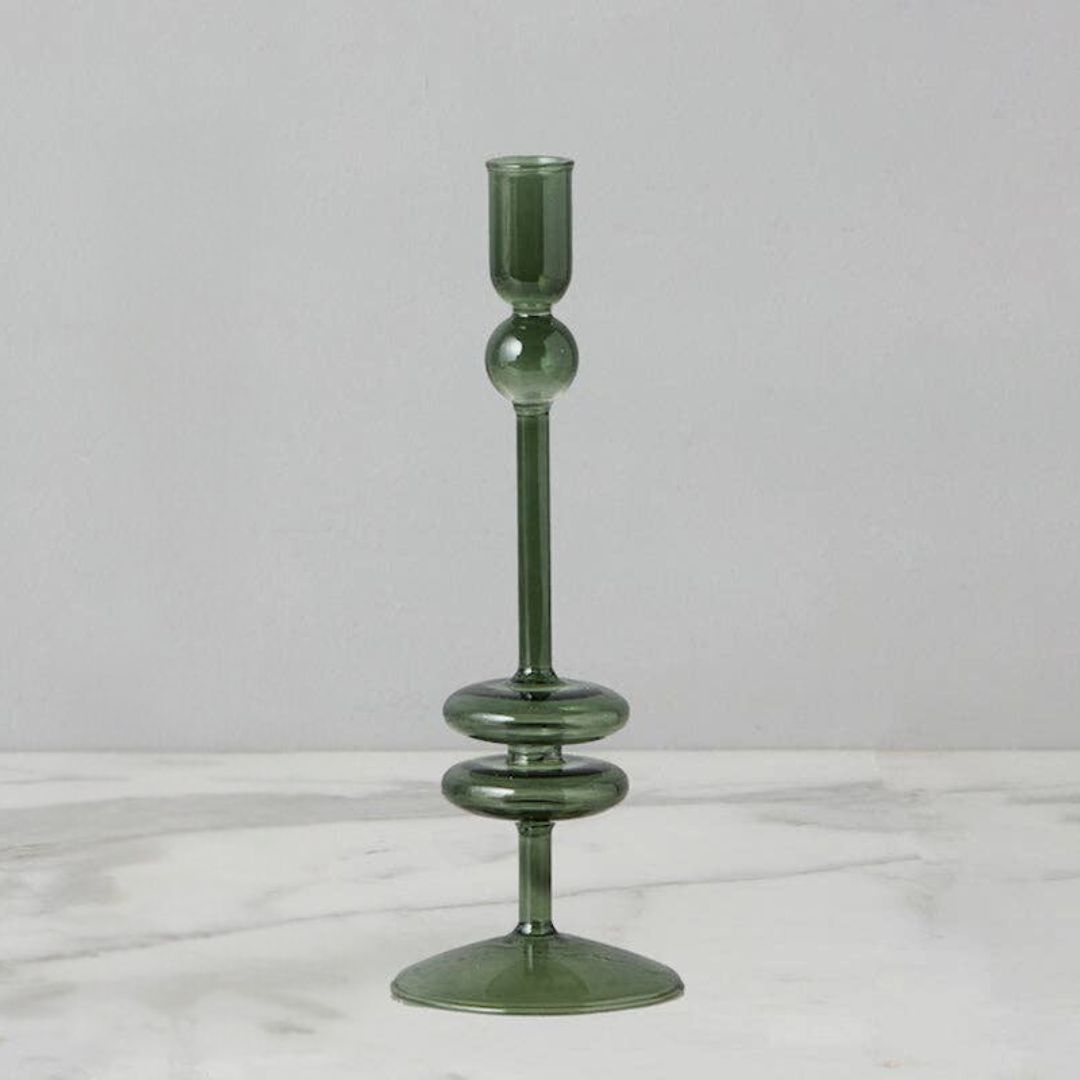 Emerald Glass Candlestick - Medium