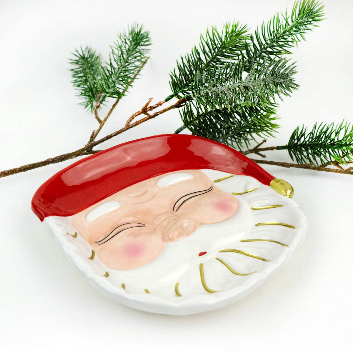 Red Hat Santa Dessert Plate