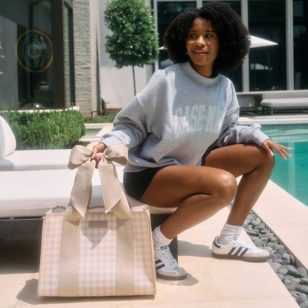 Case-Mate Latte Gingham Bow Jelly Tote Bag - The Preppy Bunny