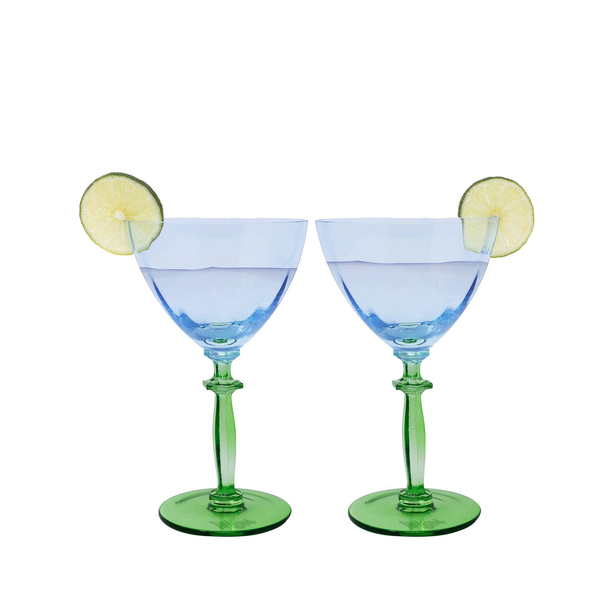 Hydrangea Blue/Peninsula Green Wine Glass Set - The Preppy Bunny