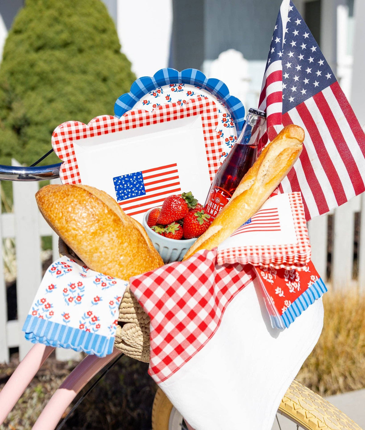Gingham Flag Paper Plates - 10" - The Preppy Bunny