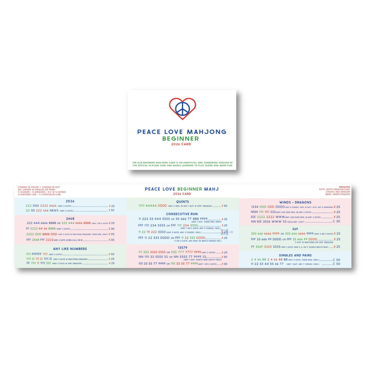 2026 Beginner Mahjong Card