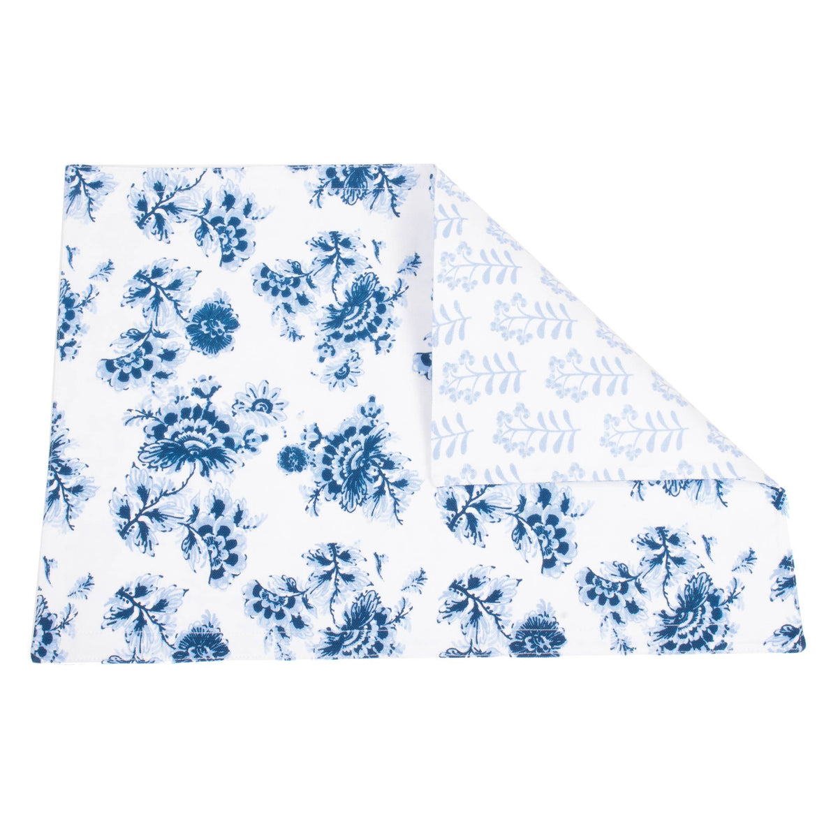 Blue Floral Printed Reversible Placemat Set - The Preppy Bunny