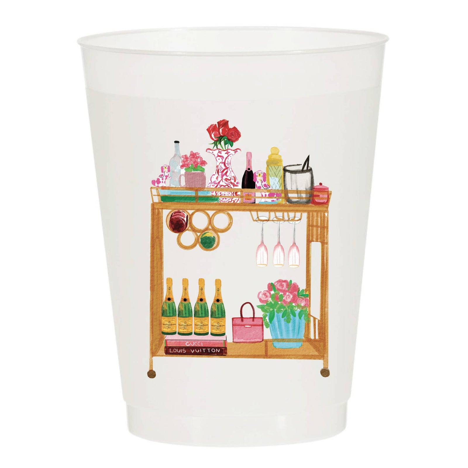 Watercolor Bar Cart Frosted Cups - The Preppy Bunny