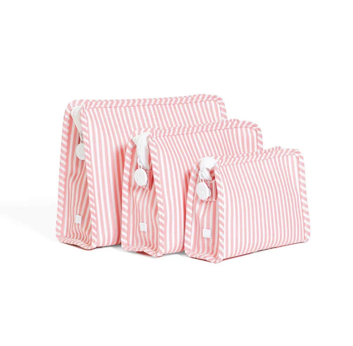 Dusty Rose Stripe Roadie Pouch - 2 sizes available - The Preppy Bunny
