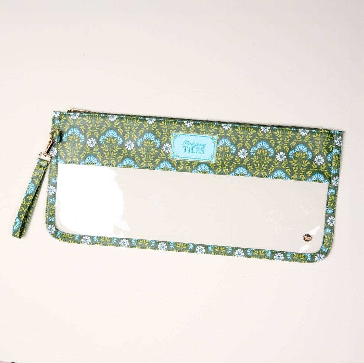 Mahjong Tile Keeper Pouch in Ever Bloom Forest Green pattern - The Preppy Bunny