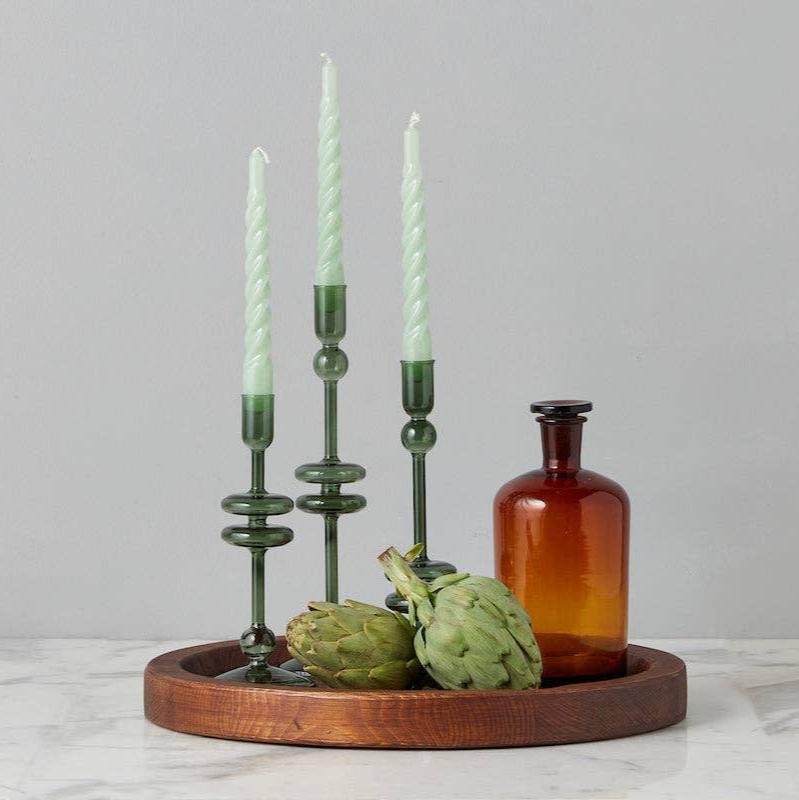 Emerald Glass Candlestick - Small