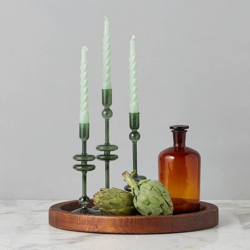 Emerald Glass Candlestick - Medium