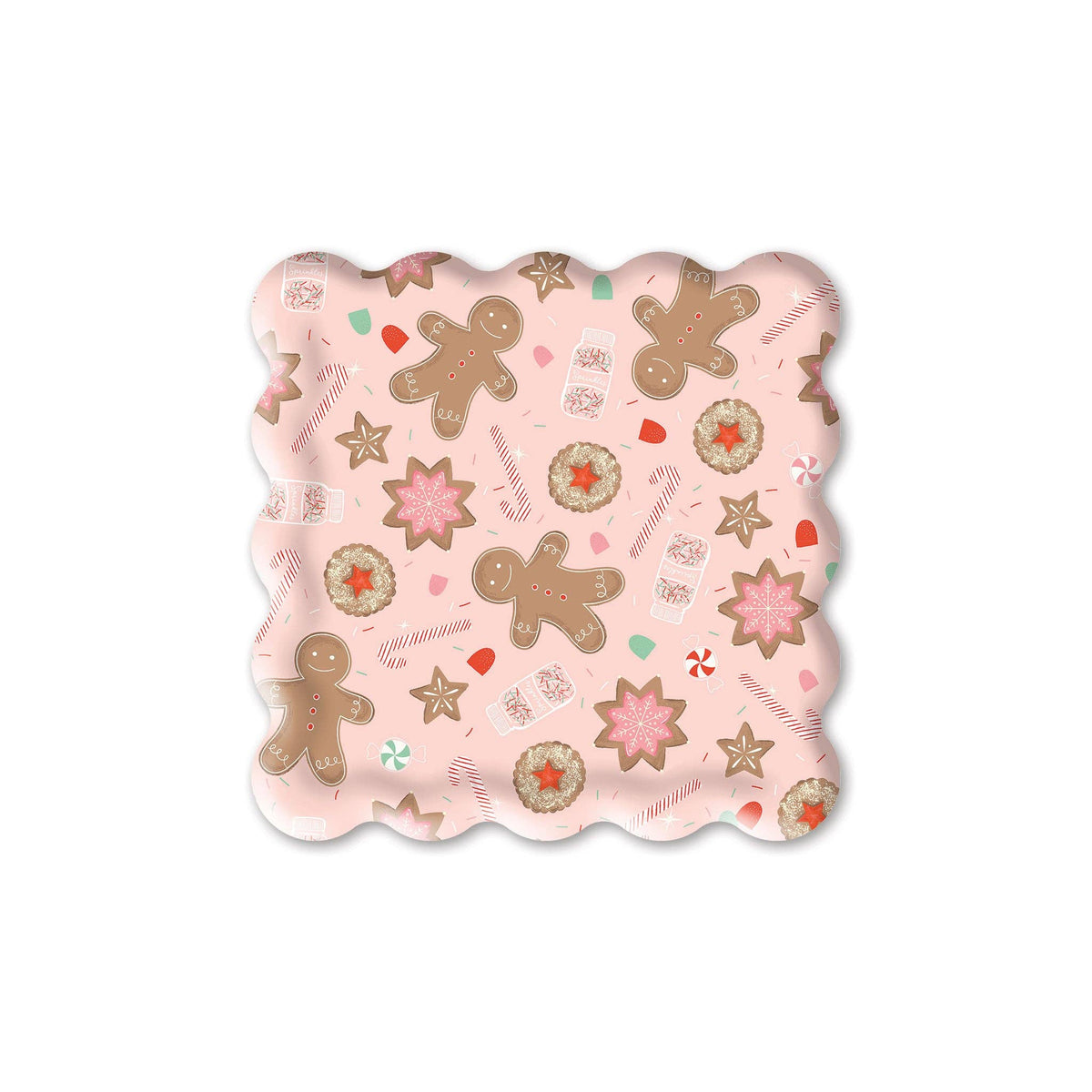 Pink Gingerbread Man Square Paper Plates - The Preppy Bunny