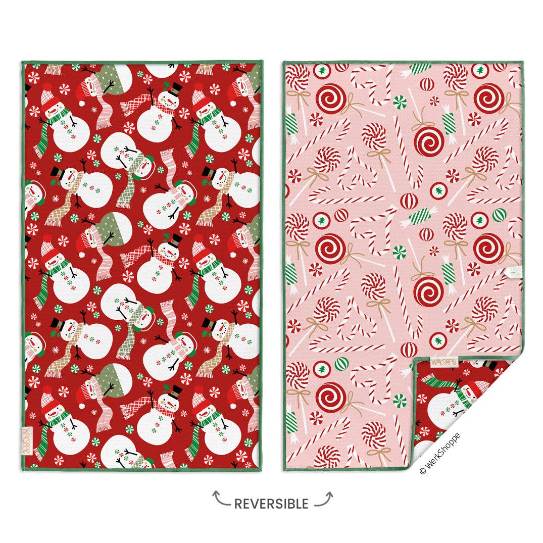 Peppermint Party Christmas Microfiber Kitchen Towel - The Preppy Bunny