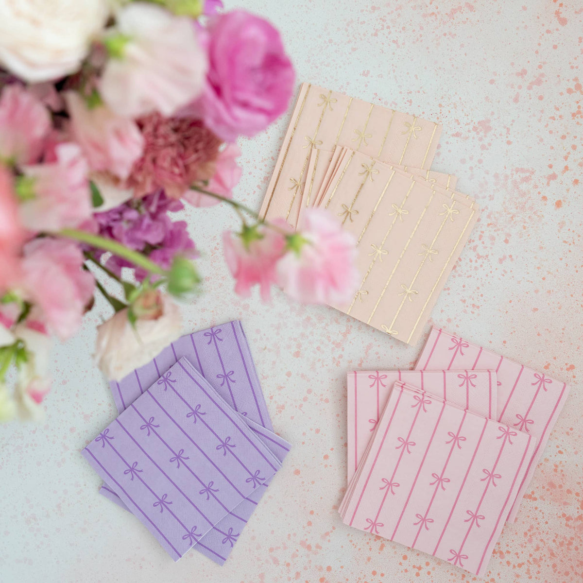 PETAL PINK SIGNATURE BOW SMALL NAPKINS