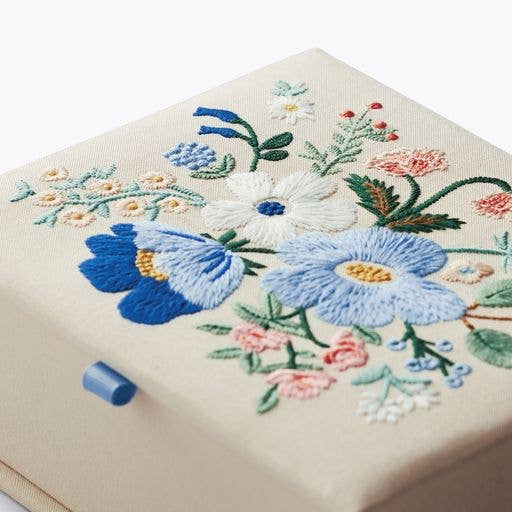 Garden Party Blue Medium Embroidered Keepsake Box - The Preppy Bunny