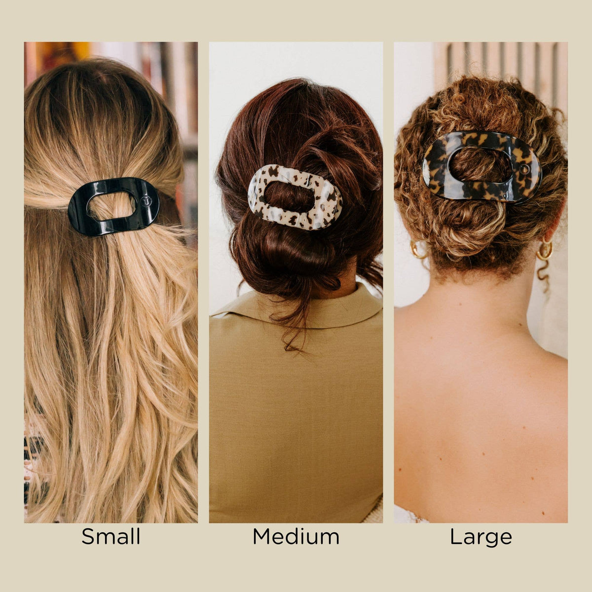 Round Flat Hair Clip | Medium | Jet Black