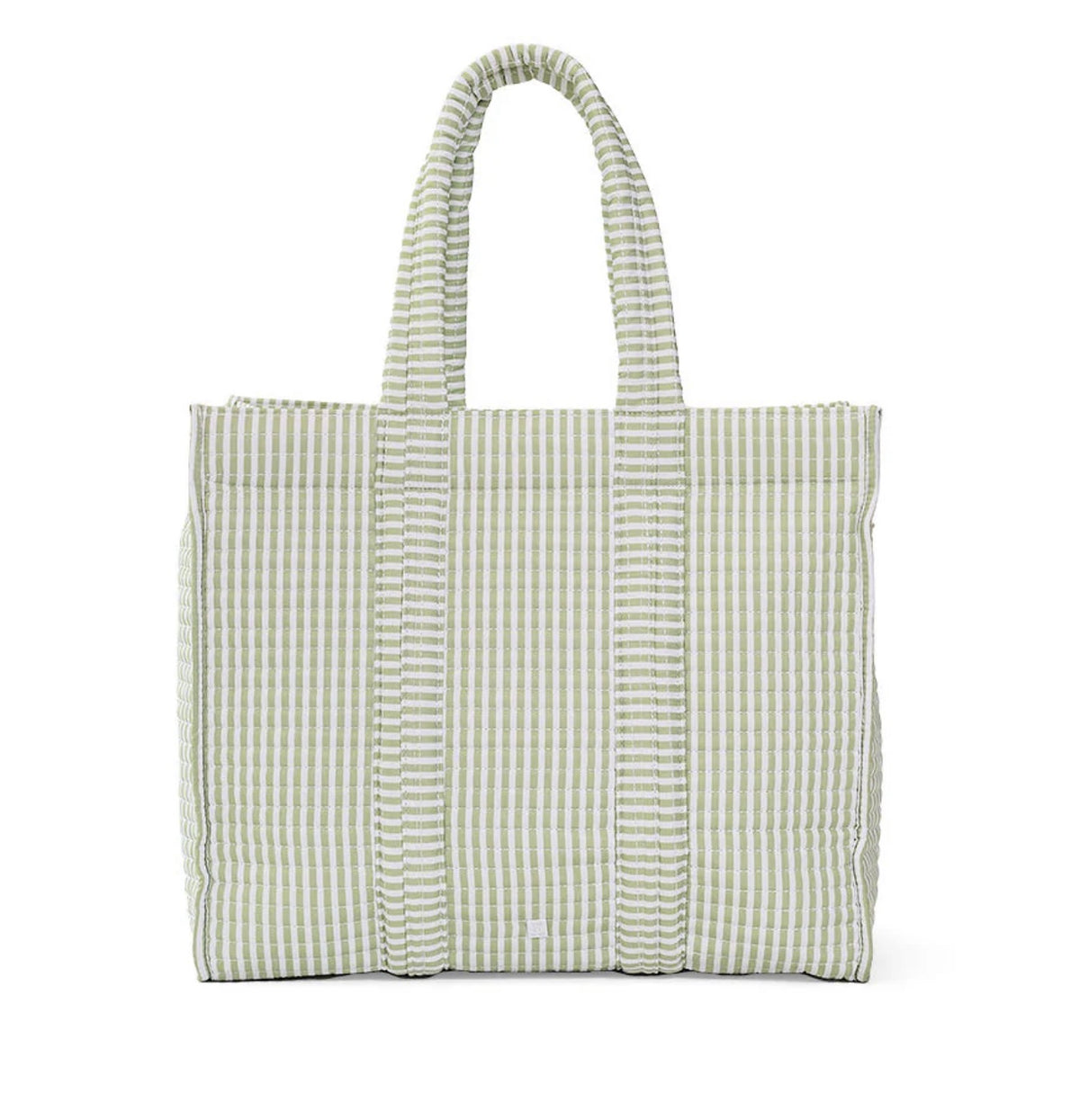 Quilted Go Go Tote in Stripe Sage - The Preppy Bunny