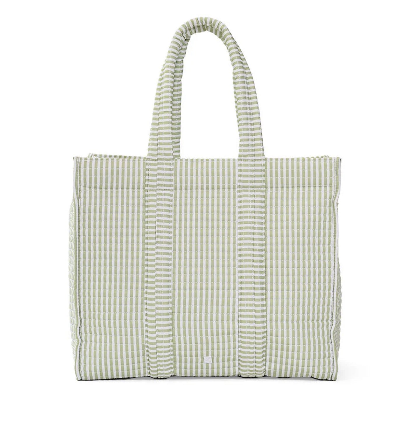 Quilted Go Go Tote in Stripe Sage - The Preppy Bunny