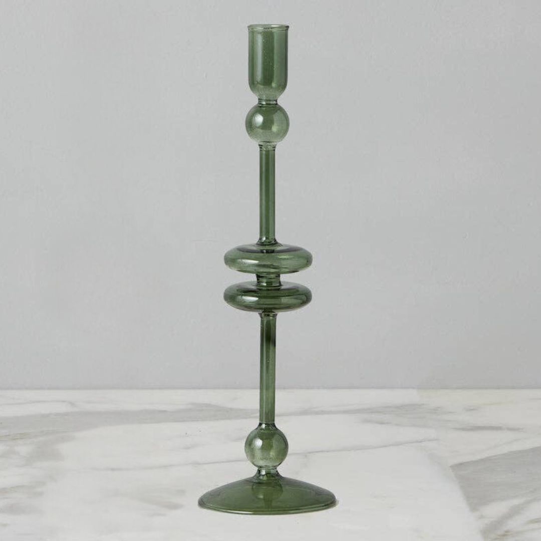 Emerald Glass Candlestick - Large