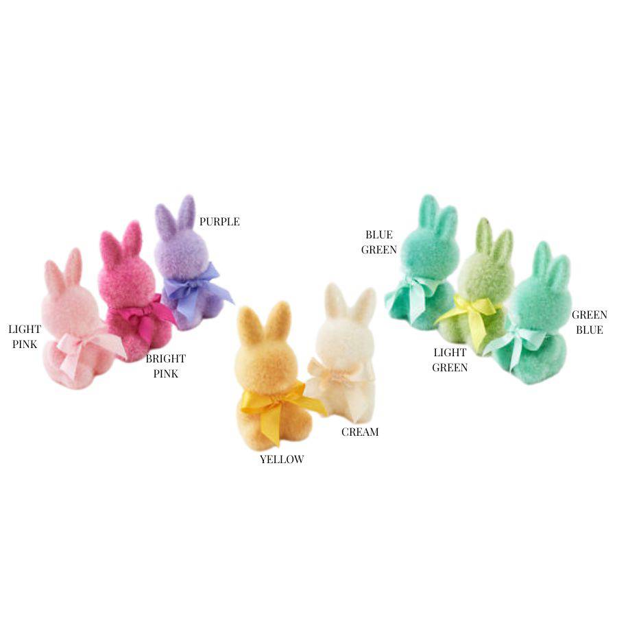 Flocked Sitting Bunny - 7&quot;H - The Preppy Bunny