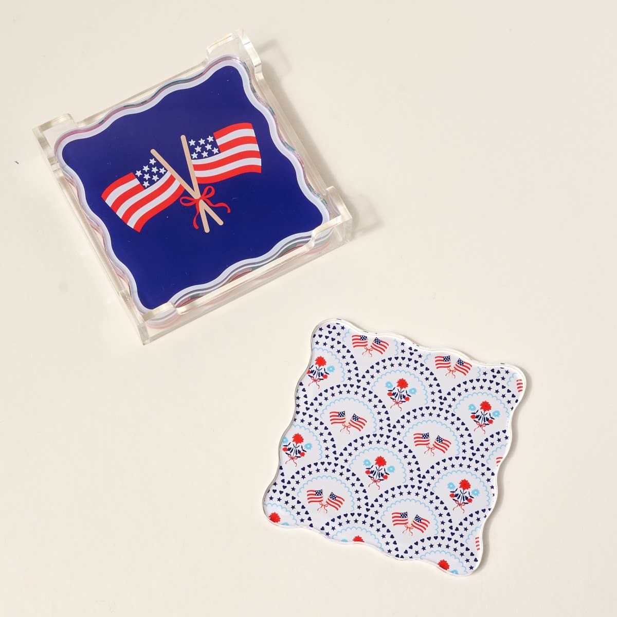 Acrylic Coaster Set in All American Darling - The Preppy Bunny
