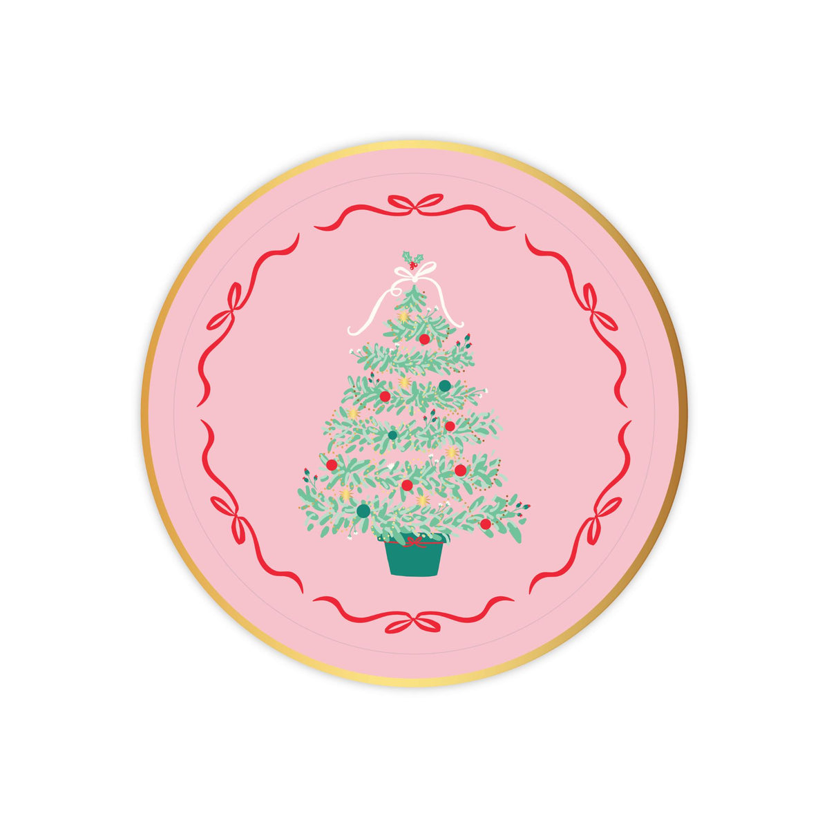Pink Christmas Tree Paper Dessert Plates - The Preppy Bunny
