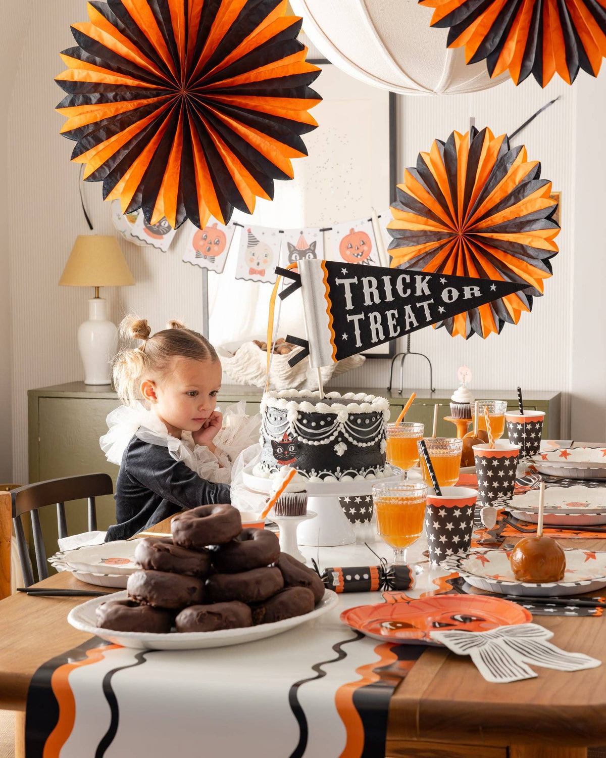 Orange and Black Large Tissue Fans