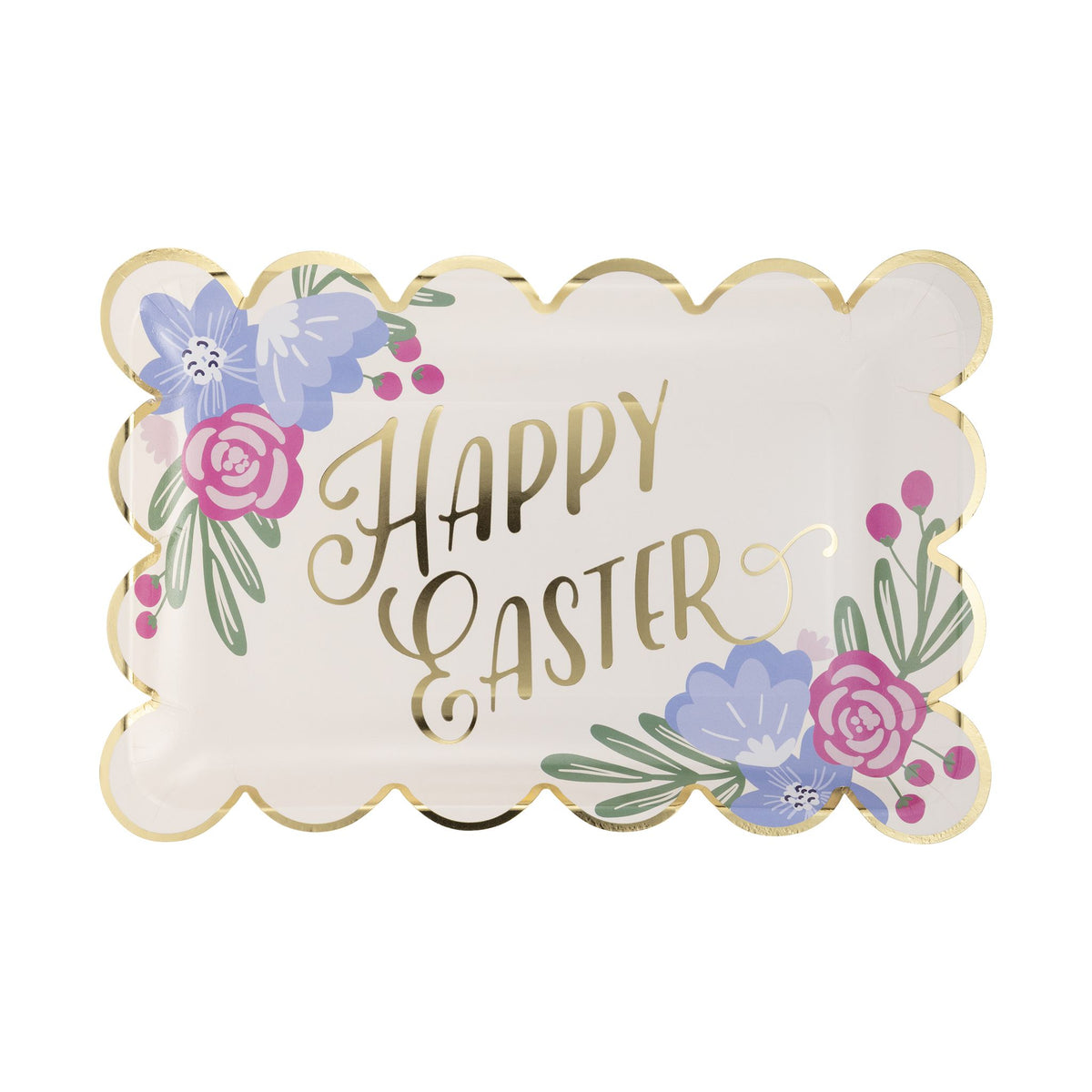 Happy Easter Scallop Paper Plate - The Preppy Bunny