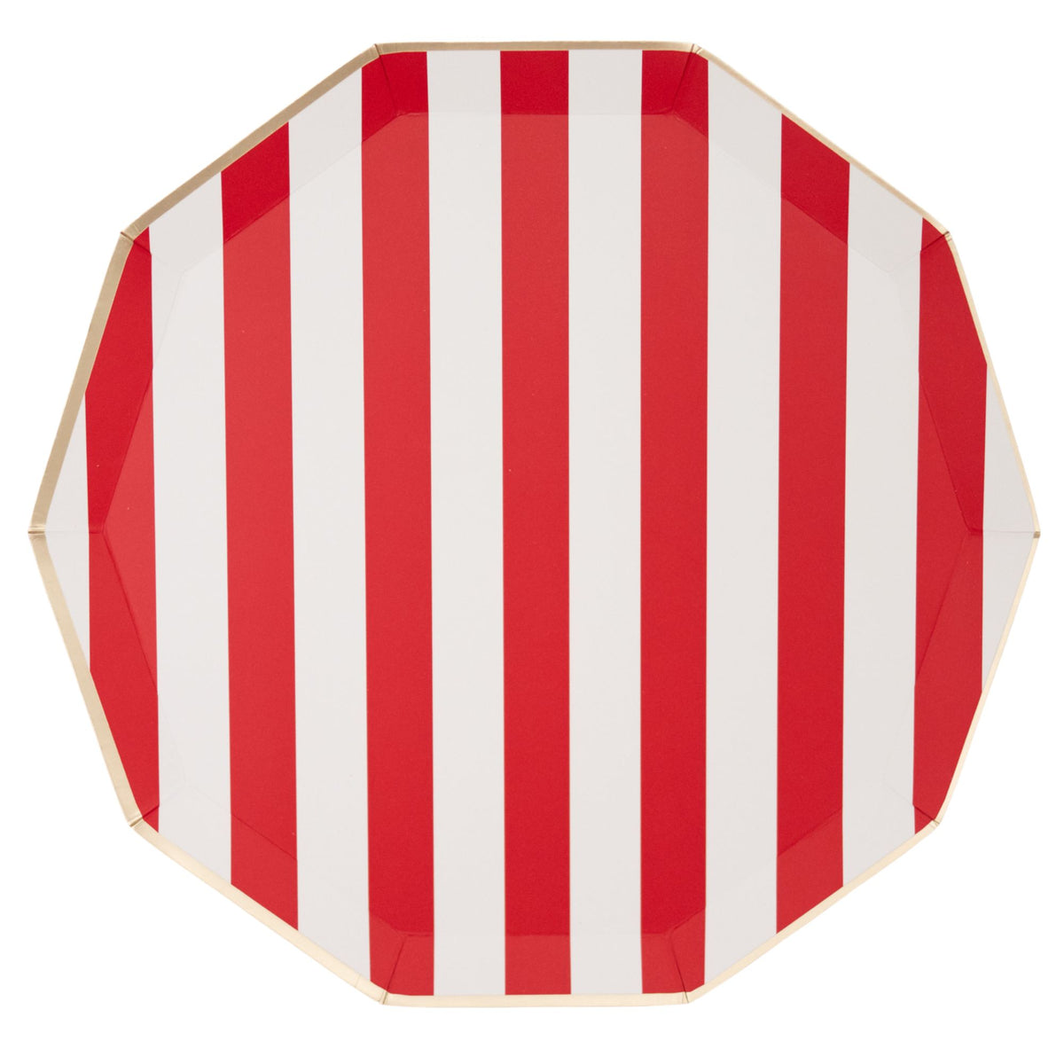 Cherry Red Signature Stripe Paper Plates - The Preppy Bunny