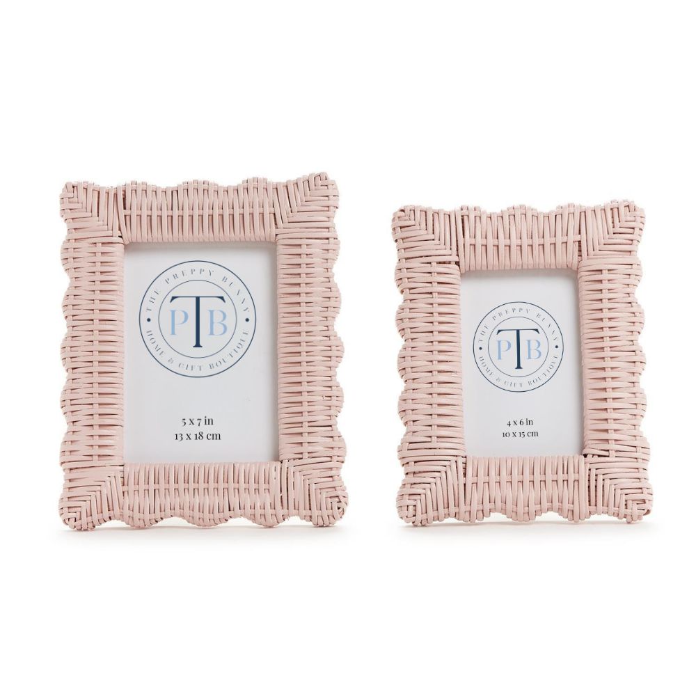 Pink Scallop Wicker Weave Picture Frame - 2 sizes