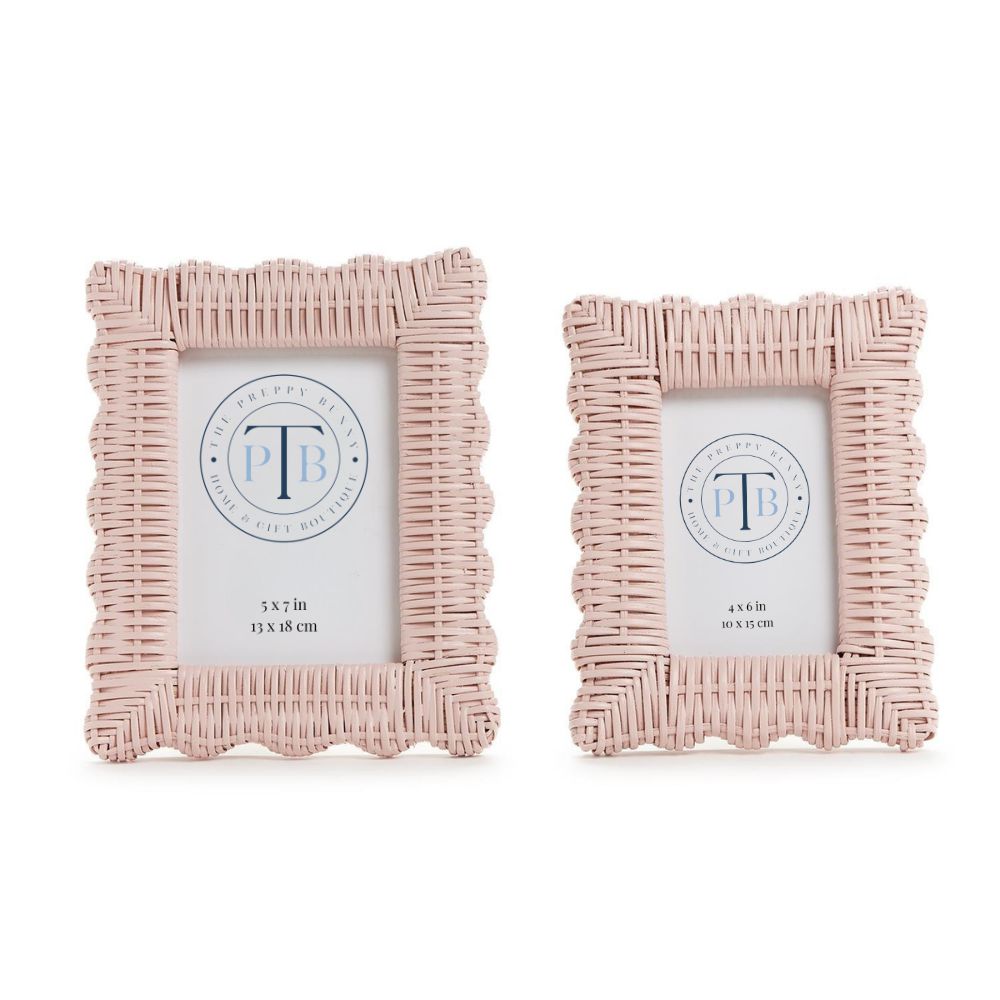 Pink Scallop Wicker Weave Picture Frame - 2 sizes - The Preppy Bunny